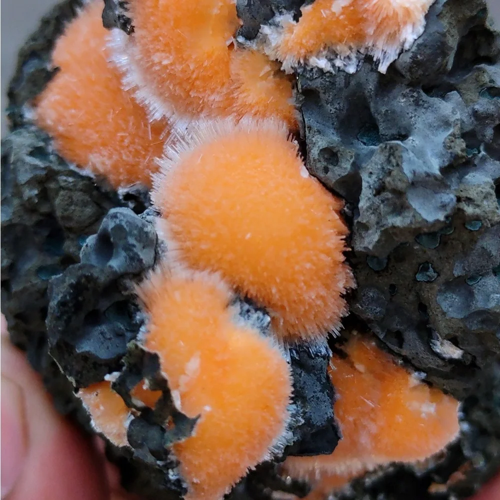 Orange Thomsonite Balls On Matrix, Natural Mineral Specimen From India